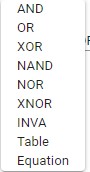  LUT Selectable Options