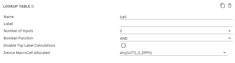  Default LUT config