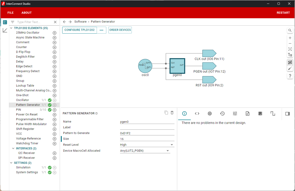  PGEN With Reset (16-bit pattern, 0xD1F2) Example Configuration in ICS