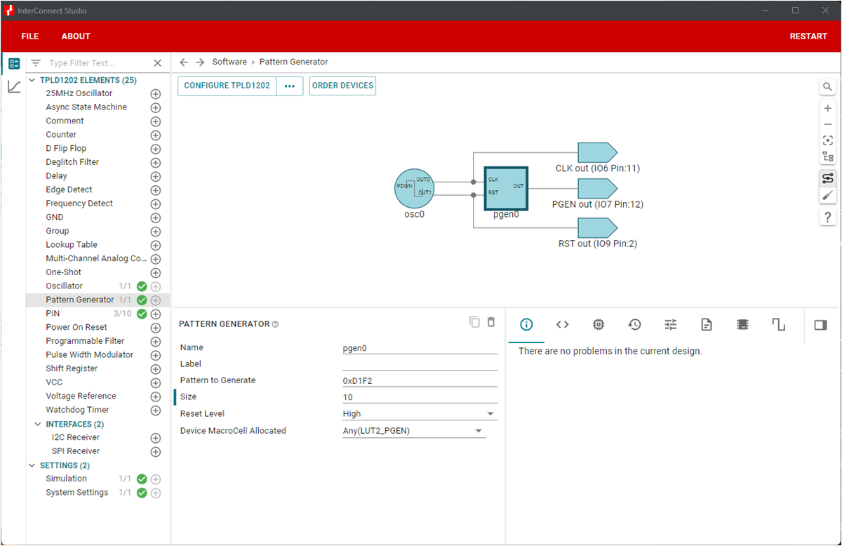  PGEN With Reset (10-bit Pattern, 0x1F2) Example Configuration in ICS