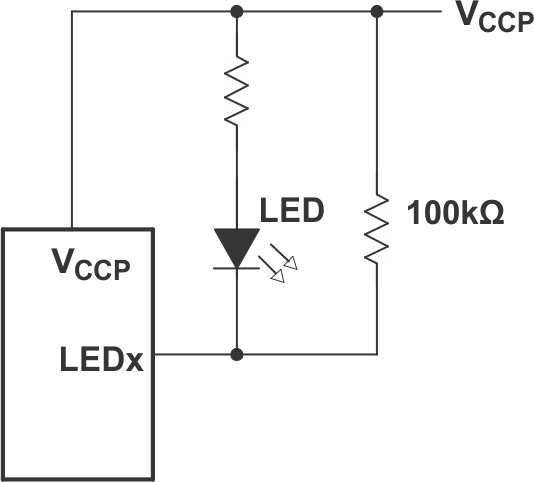 TCAL6416R High-Value Resistor in Parallel with LED