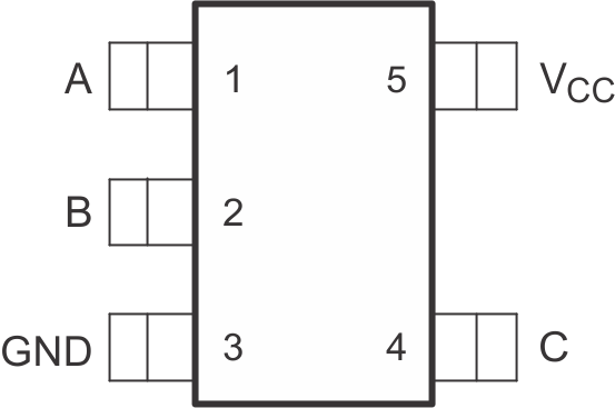 SN74LVC1G66-Q1 Pin Diagram (SOT-23 and SOT-SC70 Packages)