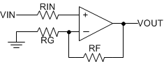 LM2902-Q1 LM2902B-Q1 LM2902BA-Q1 Operational Amplifier Schematic for Noninverting Configuration