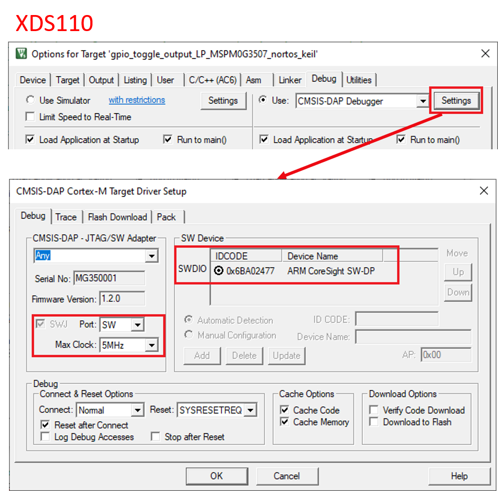  Check the Setting of
                            XDS110 Probe