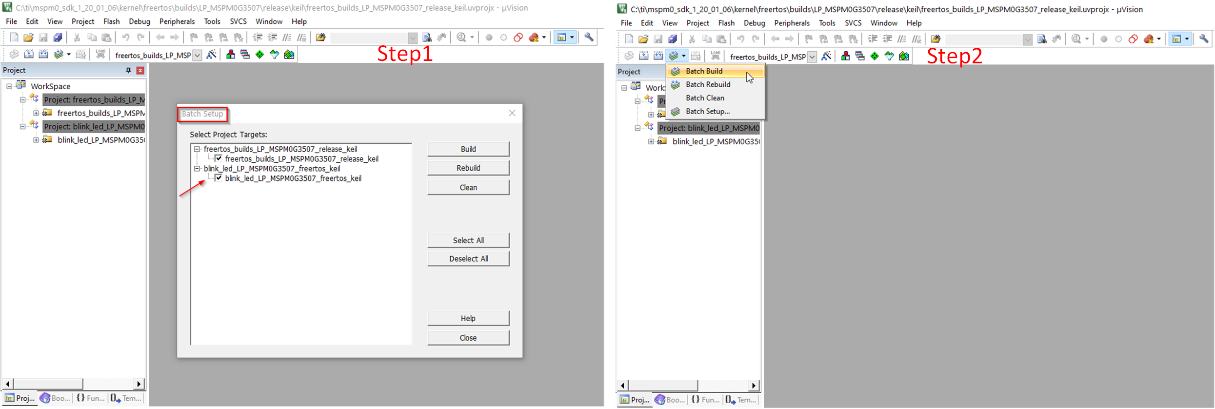  Build RTOS Example
                            Under Keil