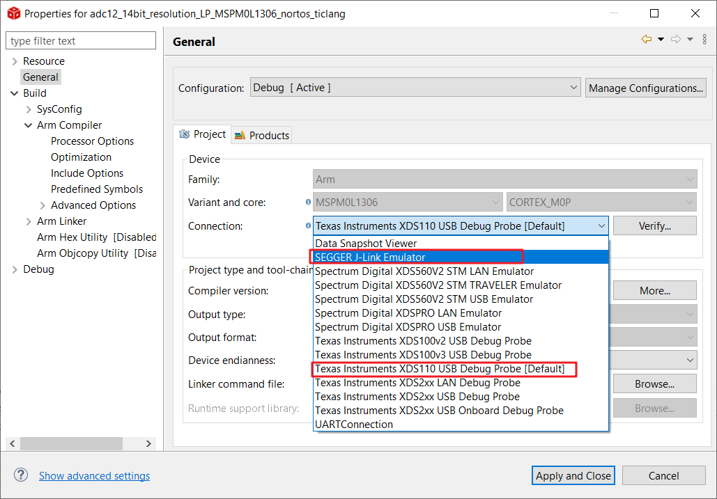  Change Debugger Selection