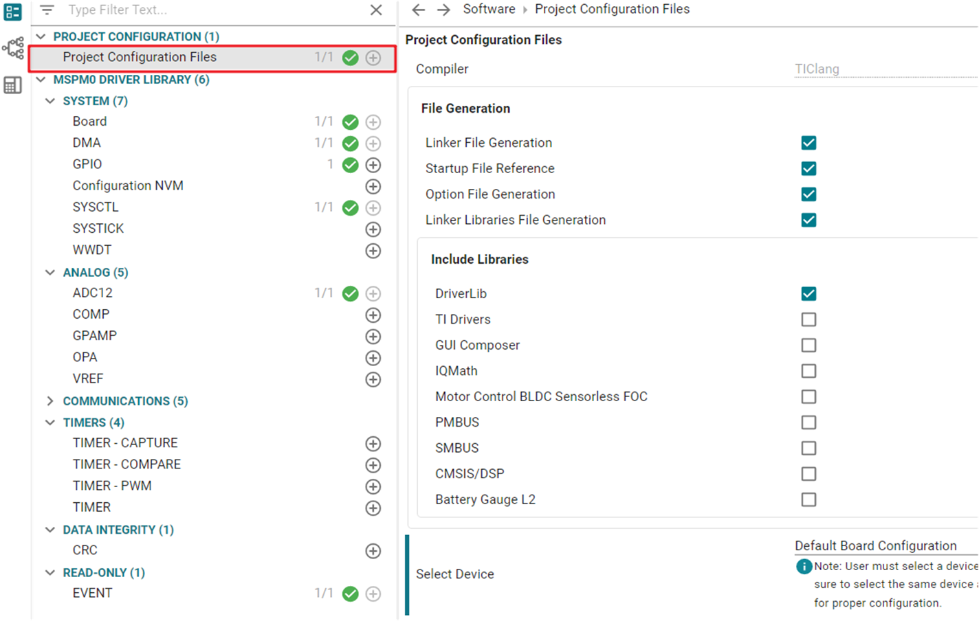  Project Configuration