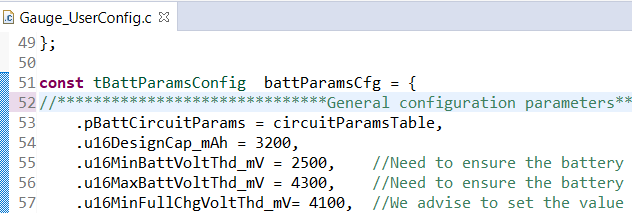 MSPM0L1306 tBattParamsConfig Structure