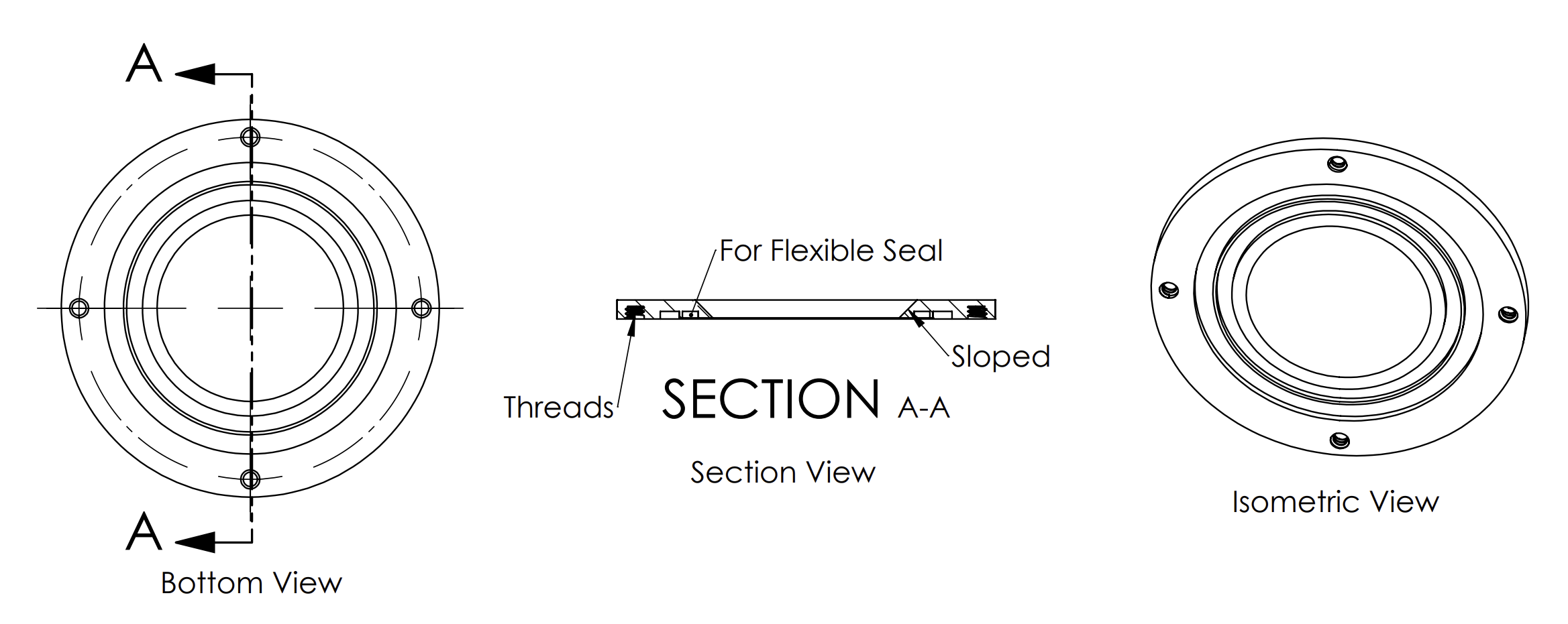  Housing Cap: Top View and
                    Section View