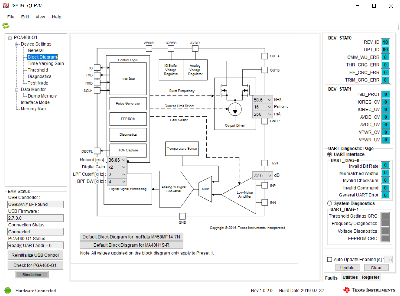 PGA460, MSPM0  PGA460-Q1 EVM
                            GUI