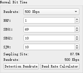  CAN Analyzer CAN Bit Timing
                    Parameters Settings