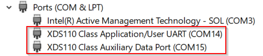 LP-MSPM0G3507 Application Backchannel UART in Device Manager