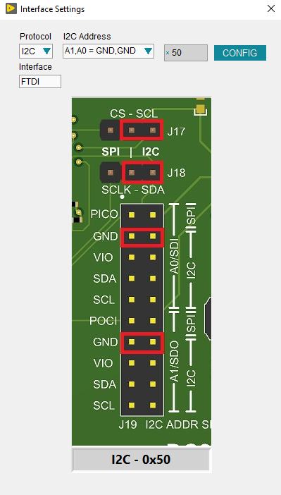 AMC7908EVM AMC7908EVM Interface Settings at Launch