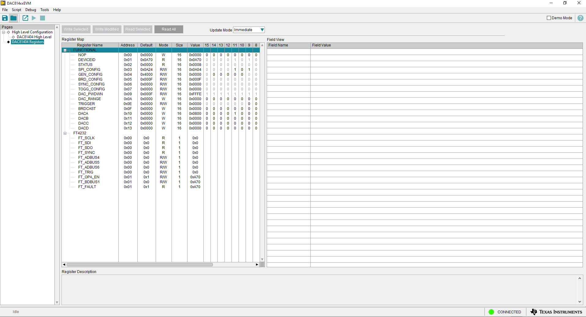 DAC81404EVM DAC81404EVM Registers
                    Page