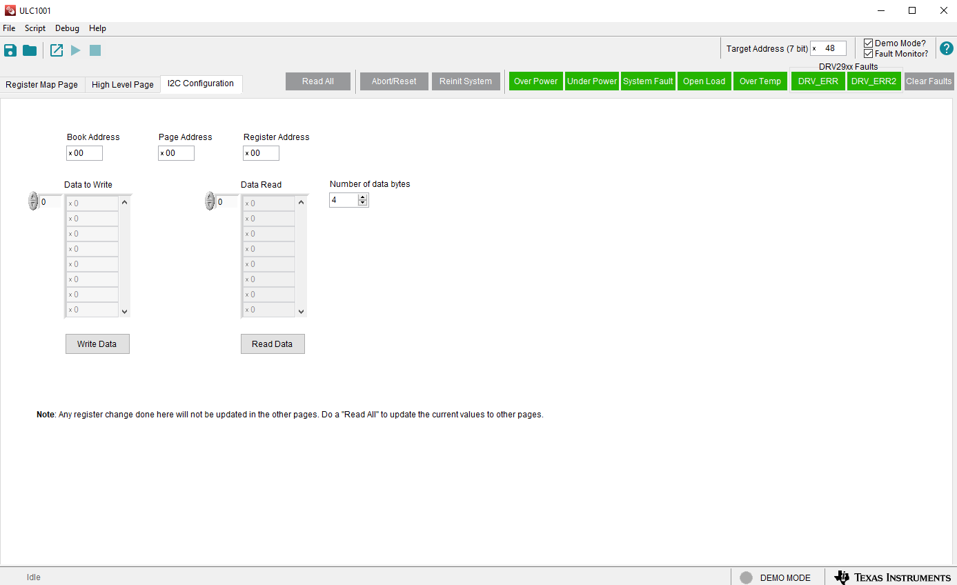 ULC1001-DRV2911EVM I2C Configuration 