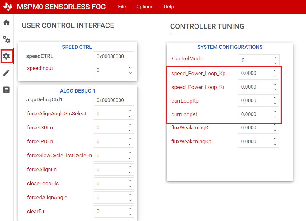  PI Loop Tuning in GUI Motor
                    Tuning page