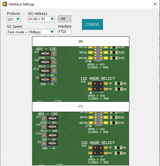 AMC8V208EVM AMC8V208EVM Interface Settings