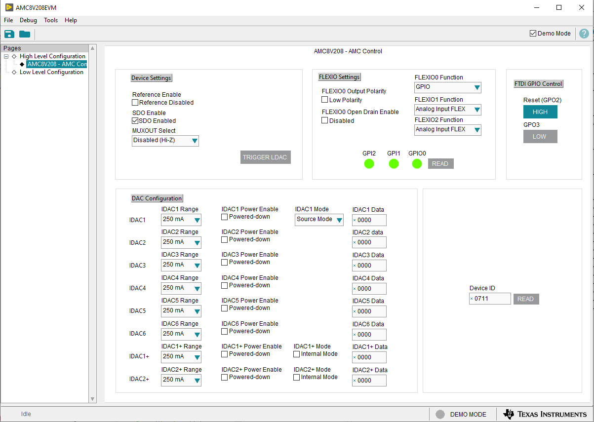 AMC8V208EVM High Level Configuration
                    Page