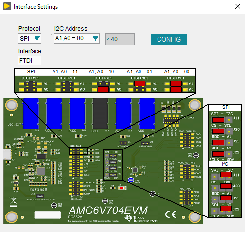 AMC6V704EVM AMC6V704EVM Interface Settings at Launch