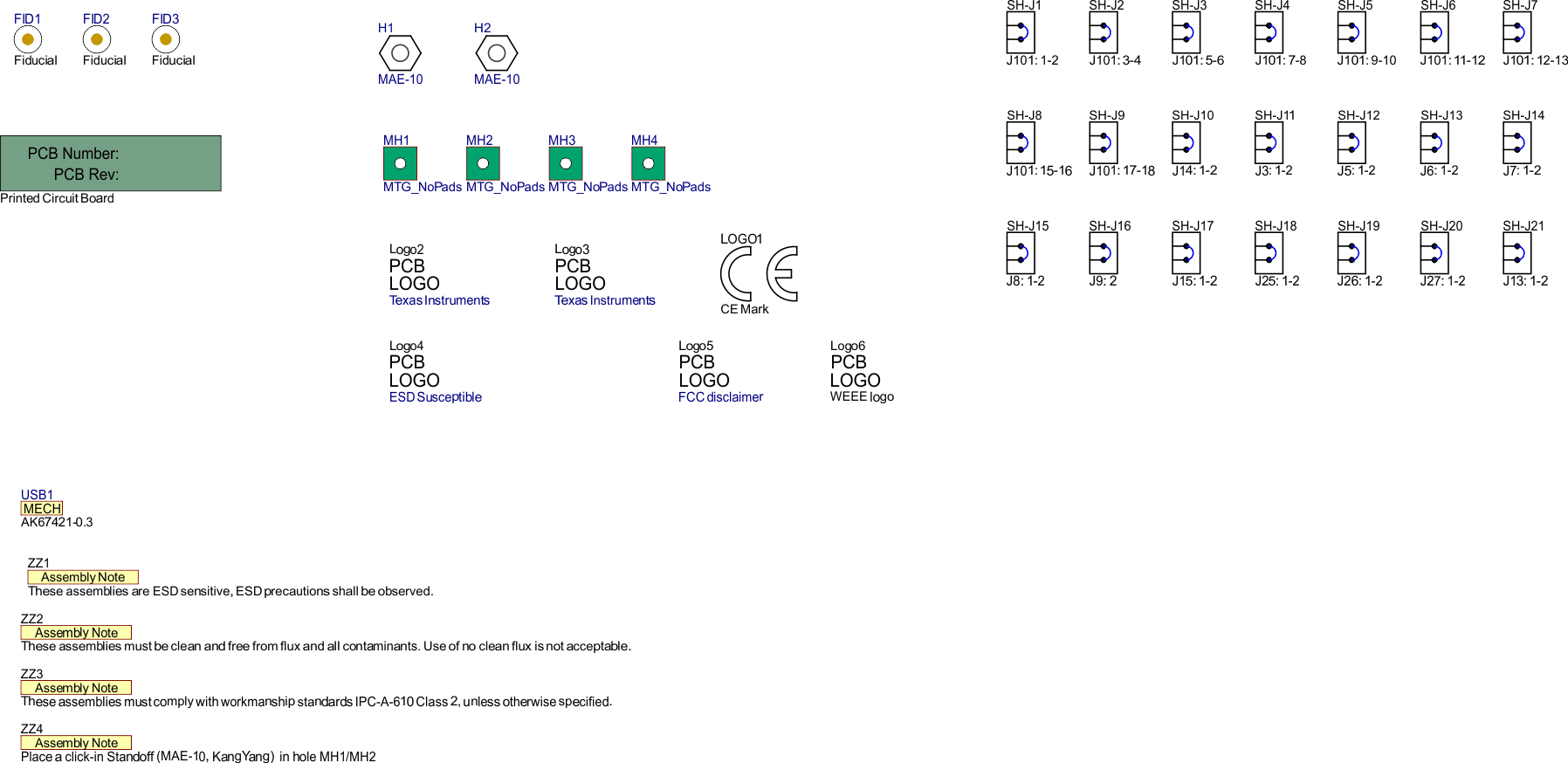 LP-MSPM0G3519 Jumpers and Standoffs