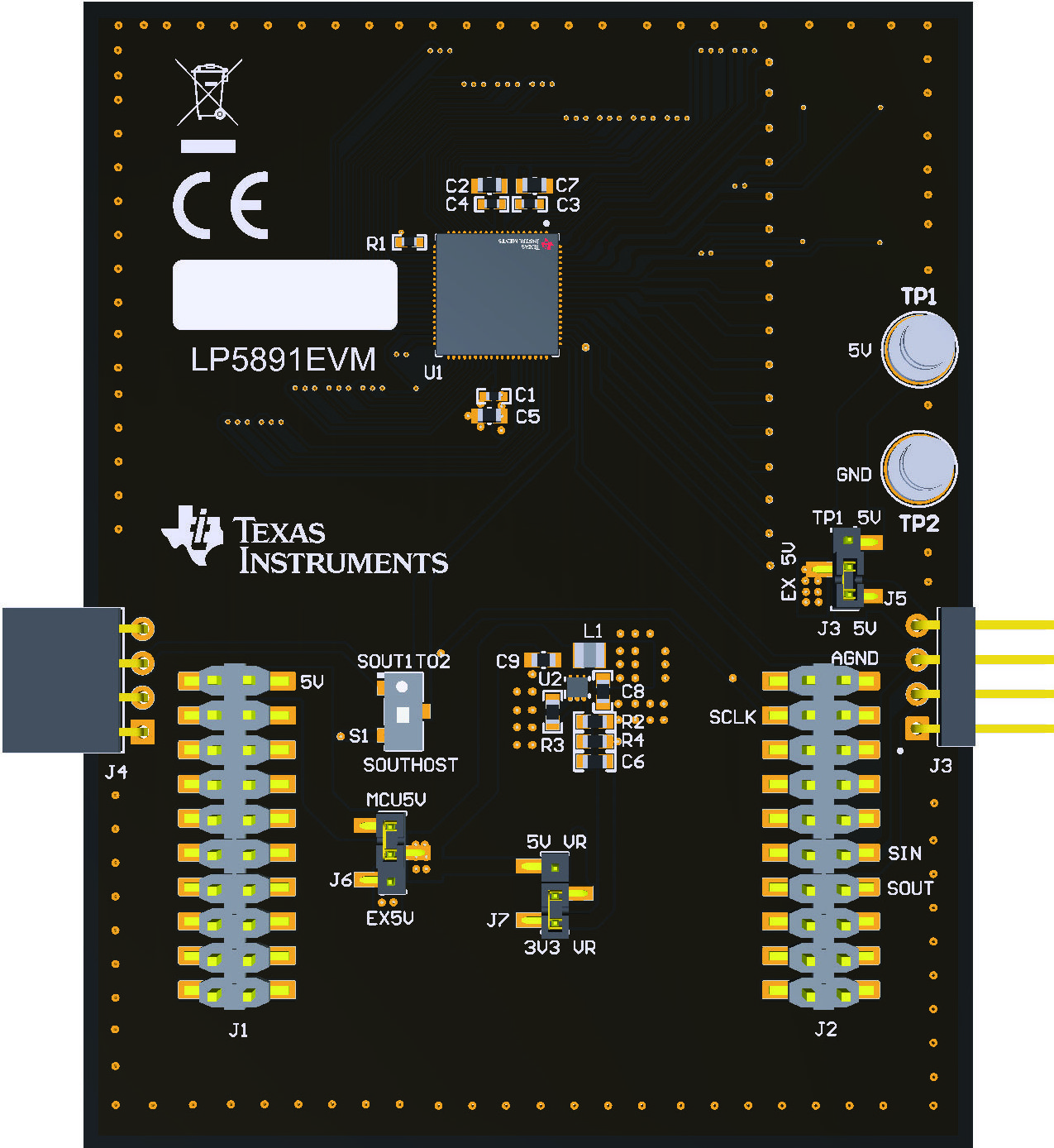 LP5891EVM Driver IC Side of the LP5891EVM Board