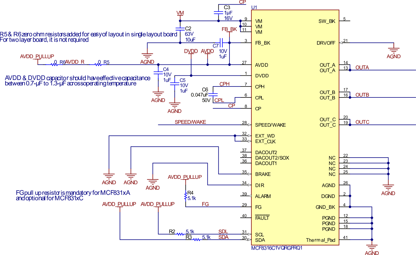  PCB Schematic for Single
                    Ground Plane and FB_BK Powered by AVDD