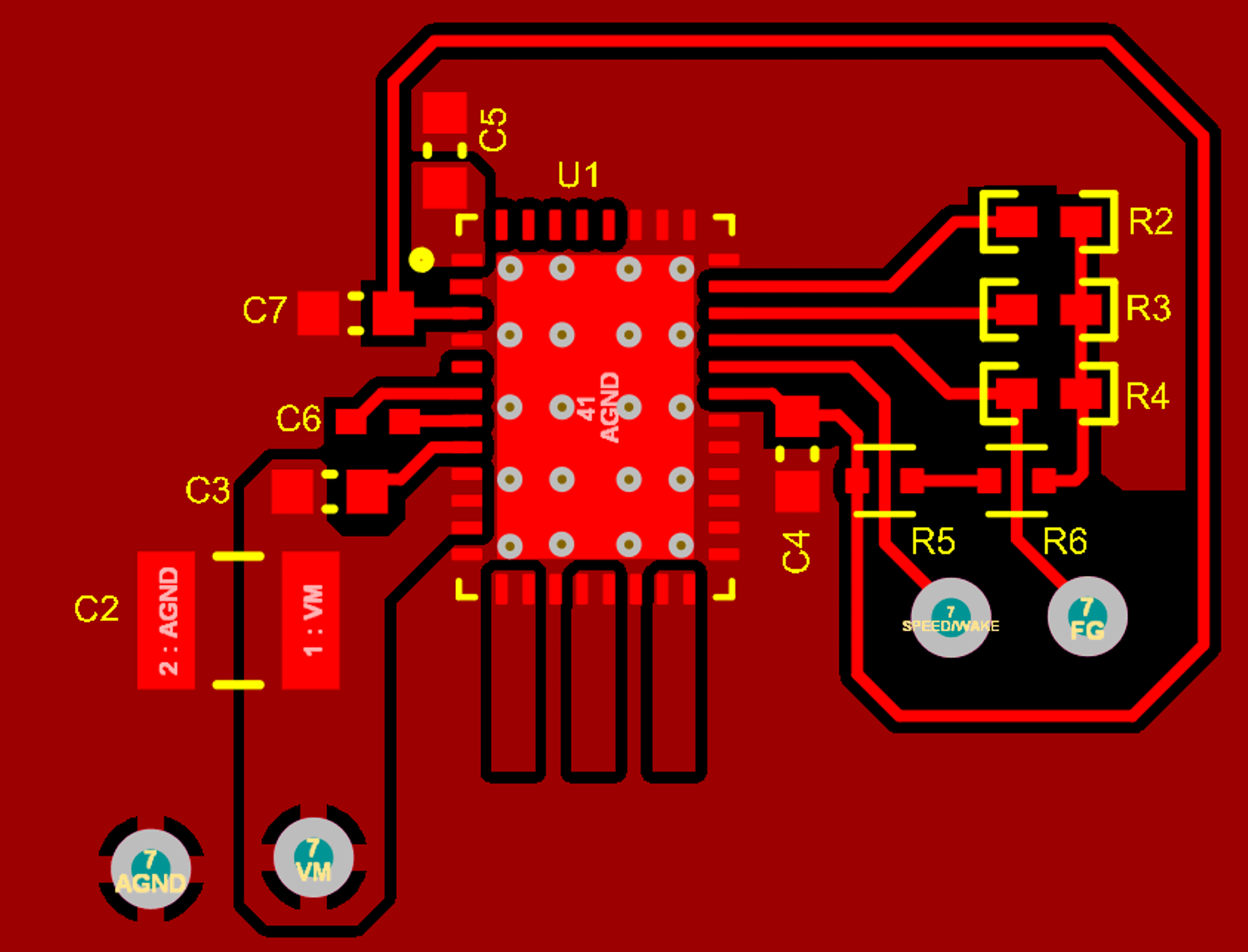  PCB Layout for Single Ground
                    Plane and FB_BK Powered by AVDD