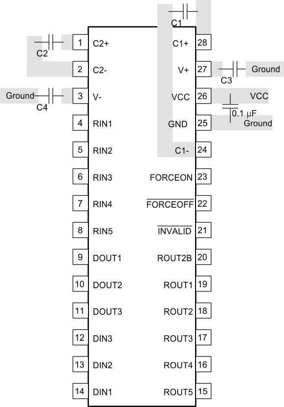 MAX3243 Layout
                    Diagram