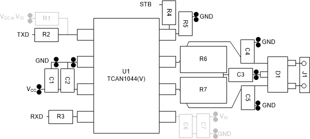 TCAN1044-Q1 Layout Example