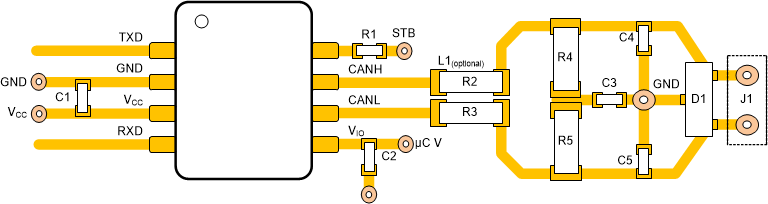 TCAN1462-Q1 Layout Example