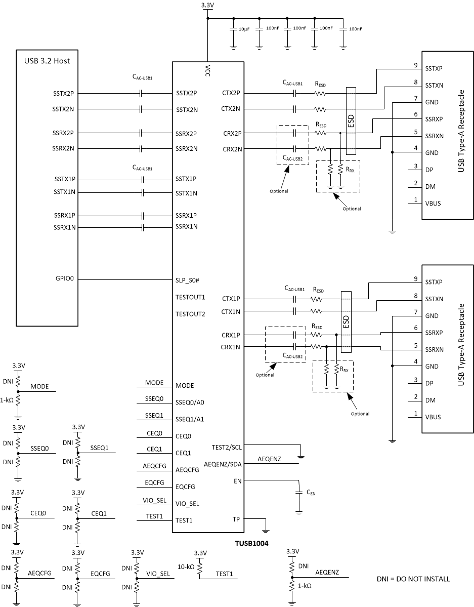 TUSB1004 Application Circuit
