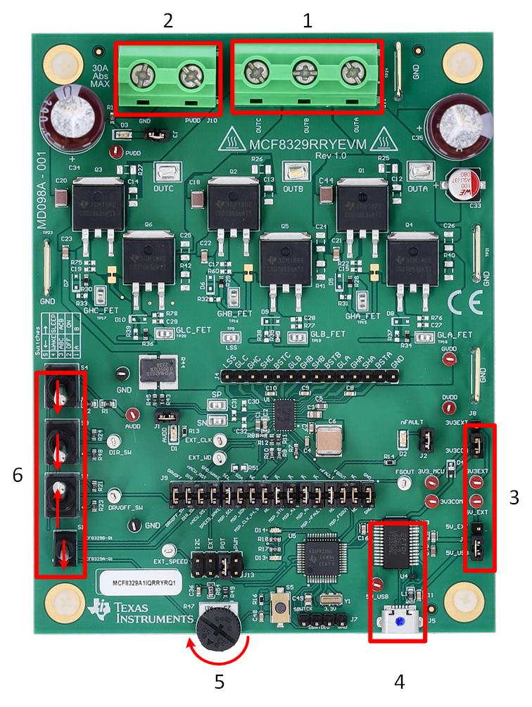 MCF8329RRYEVM Reference for Quick Start
                    Guide