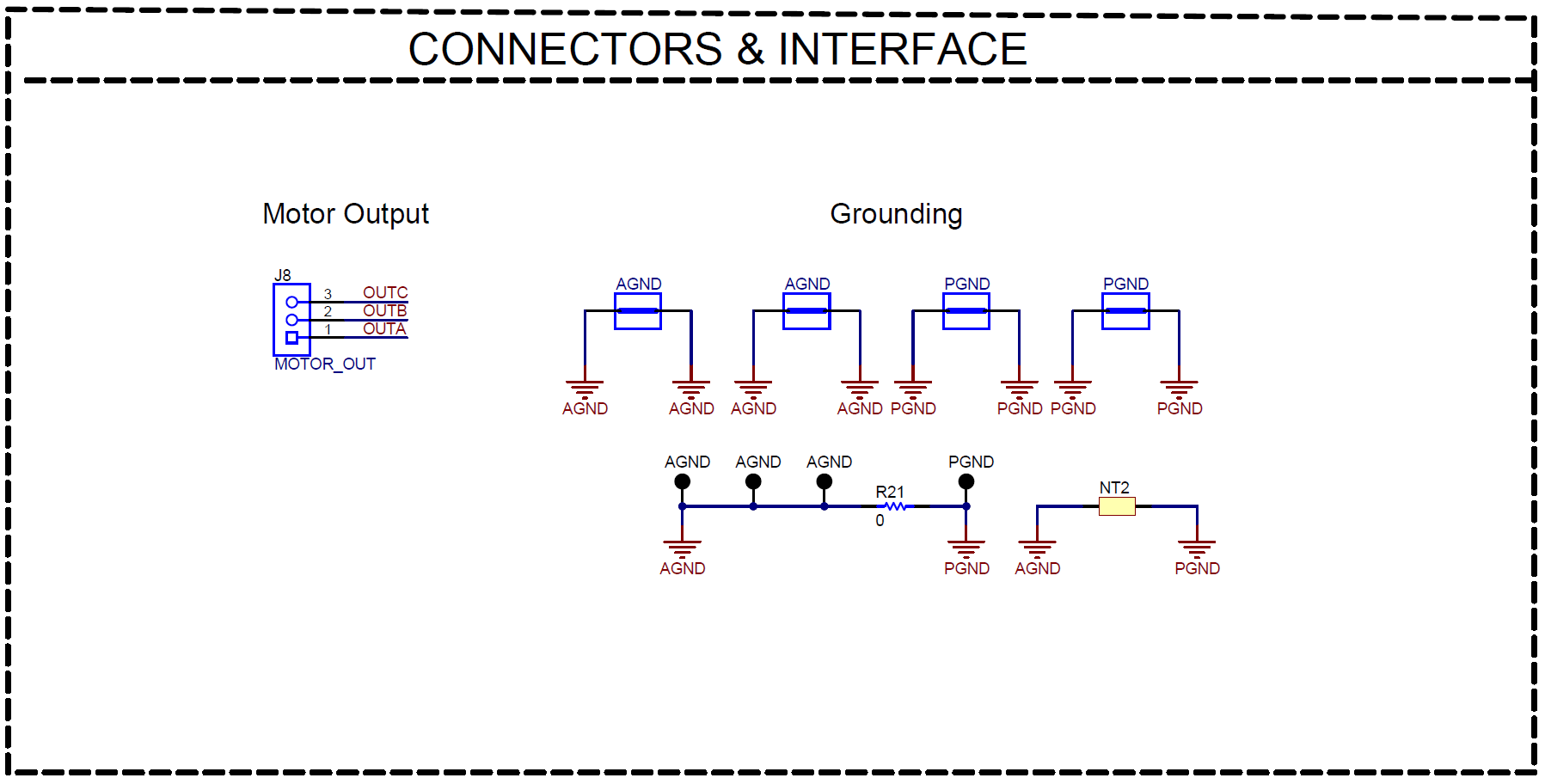MCF8315PWPEVM Connectors and Interface Schematic
