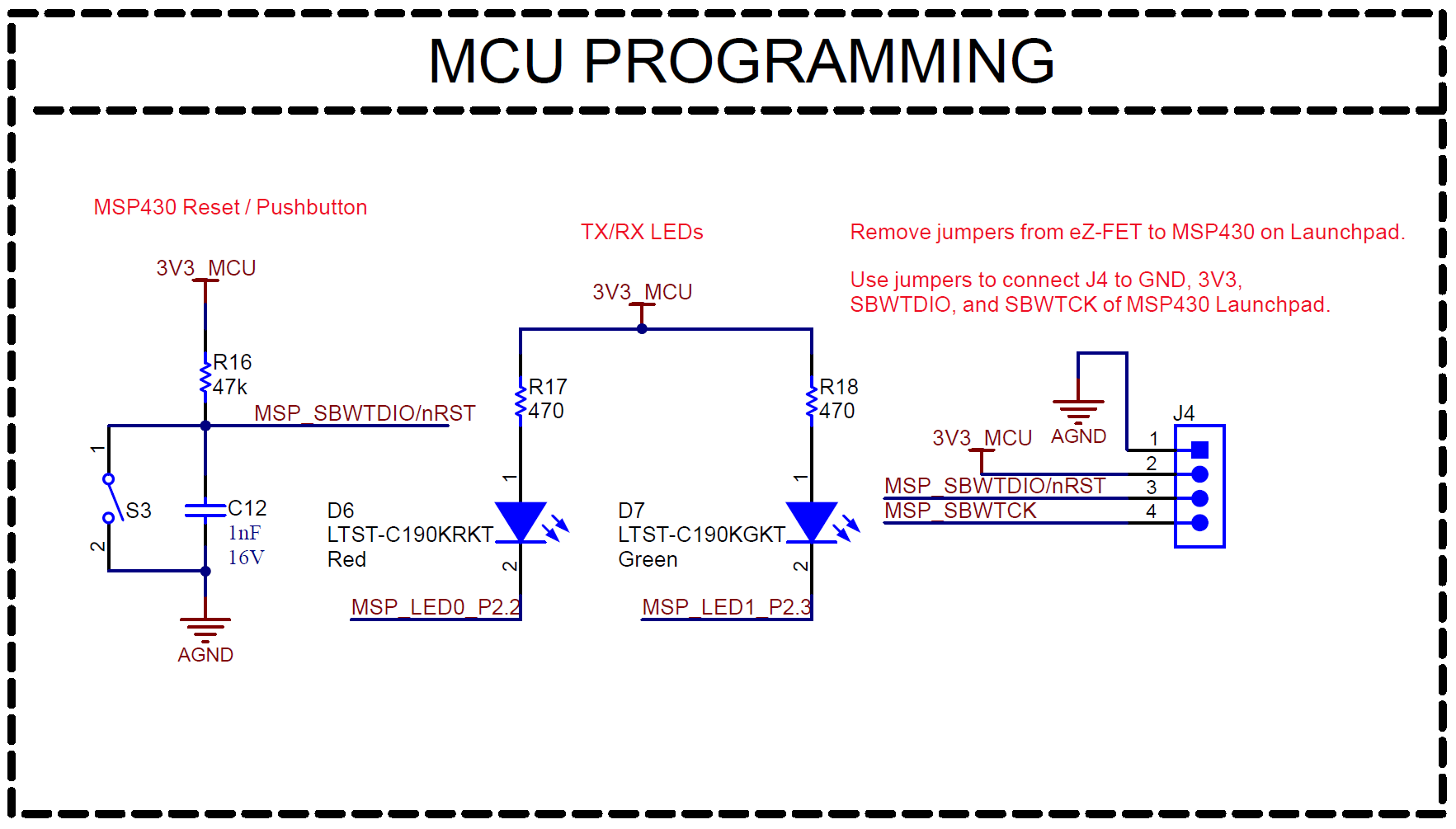 MCF8315PWPEVM MCU Programming and Debug Schematic
