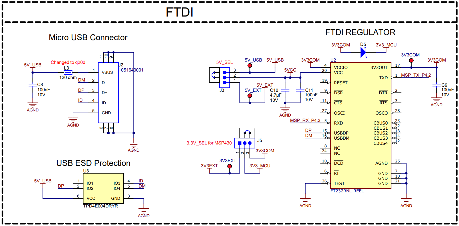 MCF8315RRYEVM USB to UART Schematic