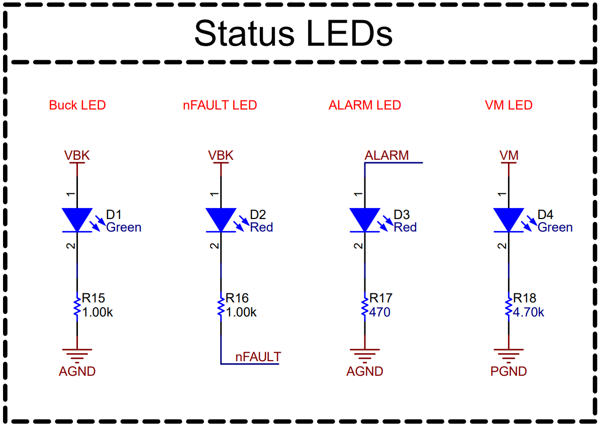 MCF8315RRYEVM Status LEDs Schematic