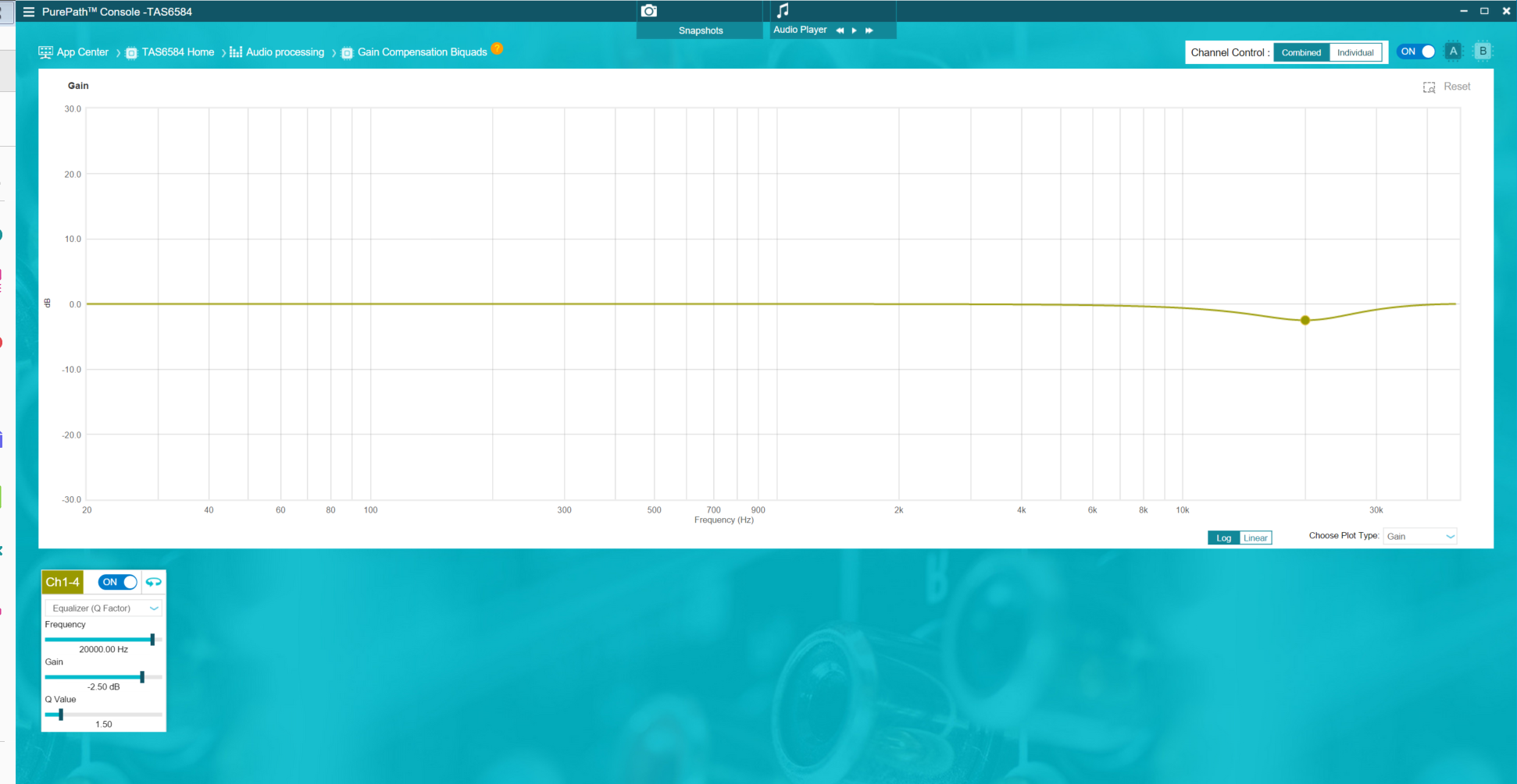  TAS6584-Q1 GUI Gain
                    Compensation Biquads Page - 8Ω