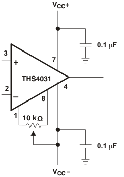 THS4031 THS4032 Offset
                    Nulling Schematic