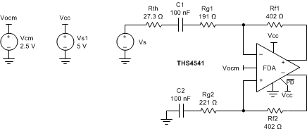 THS4541-Q1 Input Swing Analysis
                                                  Circuit From Figure 7-1 With Thevenized Source