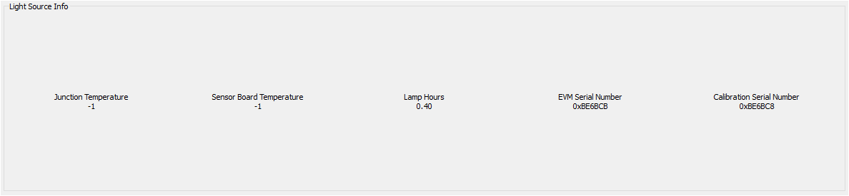 LIGHTSOURCE01EVM Light Source Info
                    Panel
