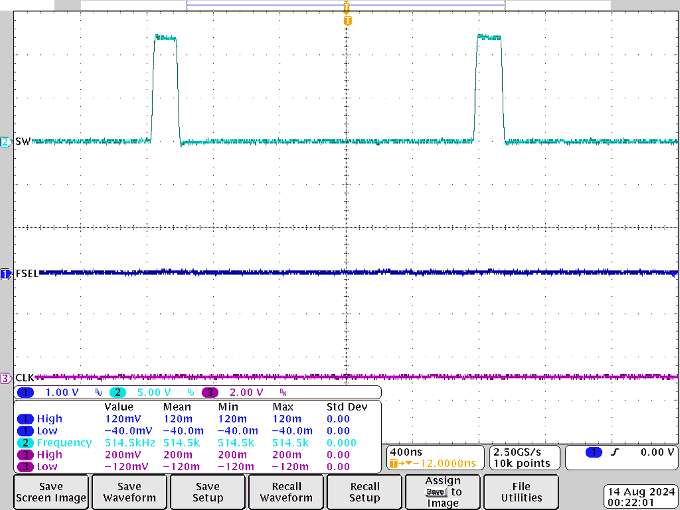  Clock Off, R1 = 1kΩ, Rfsel
                        = 24.3kΩ, C1 = 1nF