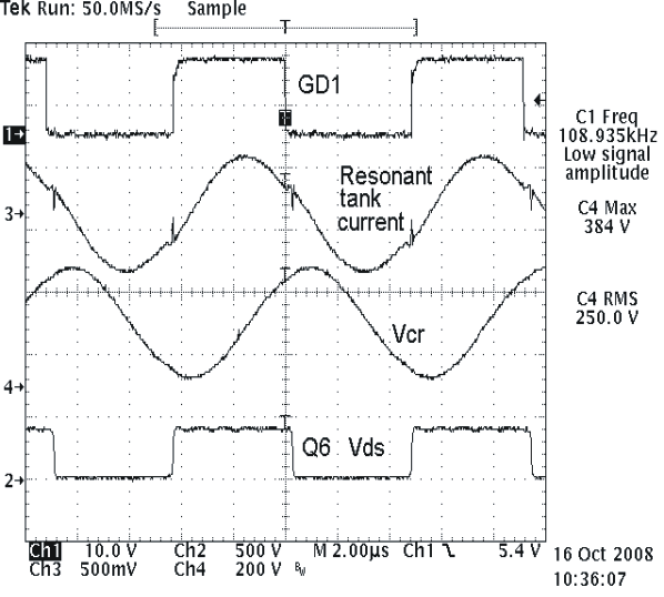 UCC25600 Typical Resonant Tank Current and Resonant Capacitor Voltage