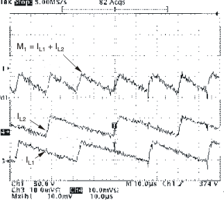 UCC28063 Inductor and Input Ripple Current at 265 VRMS Input at Peak Line Voltage