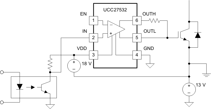 UCC27532 Driving IGBT With 13-V Negative Turn-Off Bias