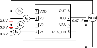 BQ2961 BQ2962 Configuration for Integrated Circuit Current Consumption Test