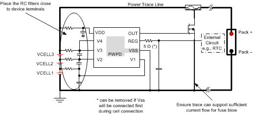 BQ2961 BQ2962 Layout Example