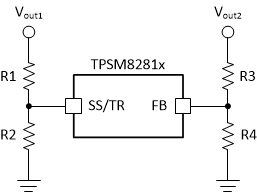 TPSM82810 TPSM82813 Schematic for Output Voltage Tracking