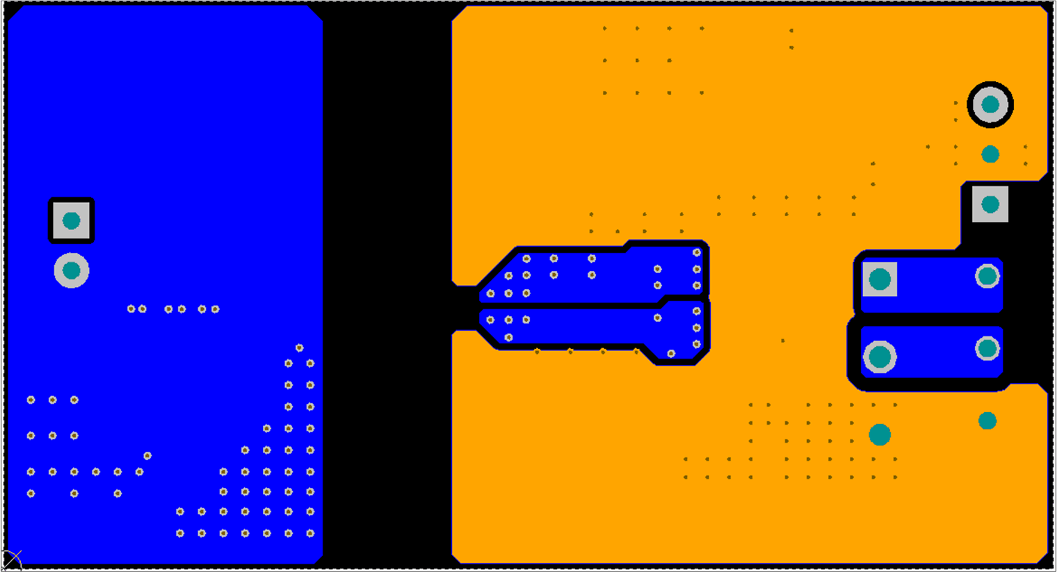 UCC5350-Q1 Bottom-Layer Traces and Copper
                    (Flipped)