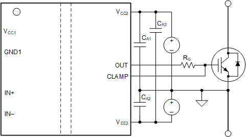 UCC5350-Q1 Negative Bias With Two
                    Iso-Bias Power Supplies 