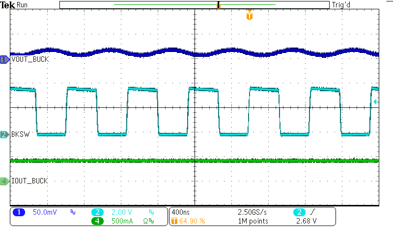 BQ25190 Buck Typical Operation
                        (Buck load = 400mA)